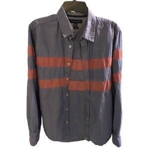 TOMMY Hilfiger Long Sleeve Color Block Striped Button Down Casual Dress Shirt